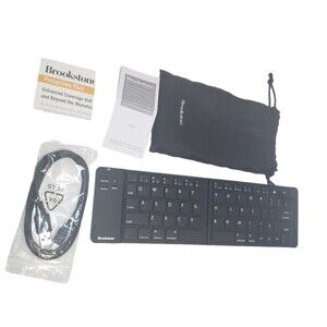 Brookstone Keyboard Bluetooth Wireless Folding Black Apple Samsung compatible